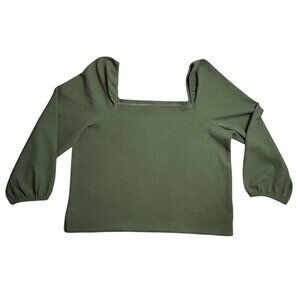 Madewell Womens Square Neck Green Long Sleeve Top XL NWOT